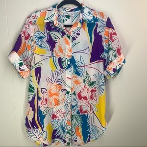 Vintage 1970s Women’s Floral Button Down Shirt